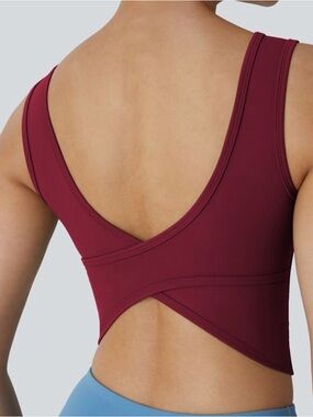 Halara Sports Bra Ultra Sculpt Crossover Yoga Tank Ballet Dance Large Deep Wine